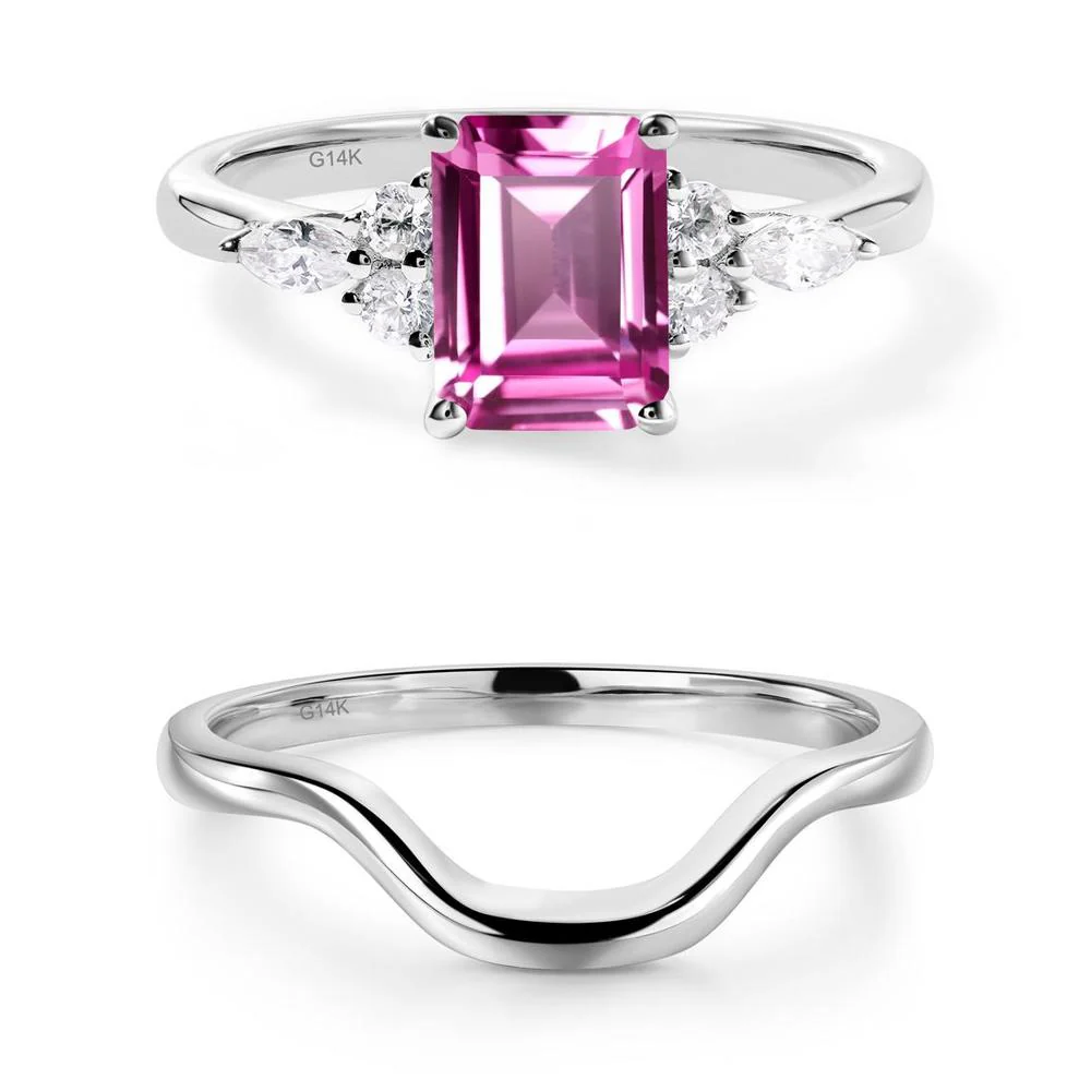 Simple Emerald Cut Pink Sapphire Ring - Image 27