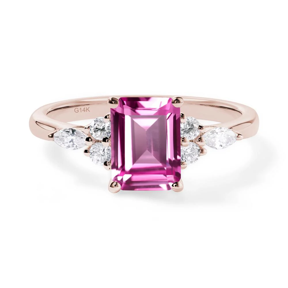 Simple Emerald Cut Pink Sapphire Ring - Image 6