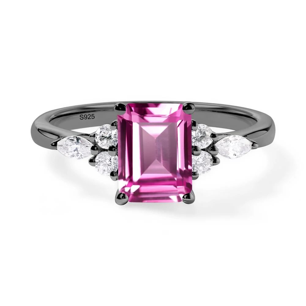 Simple Emerald Cut Pink Sapphire Ring - Image 8
