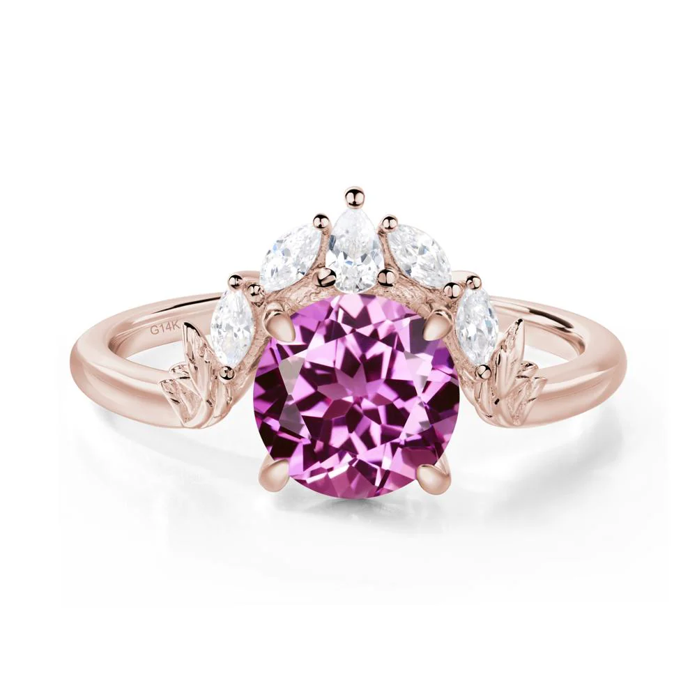 Pink Sapphire Ring with Marquise Side Stone - Image 5