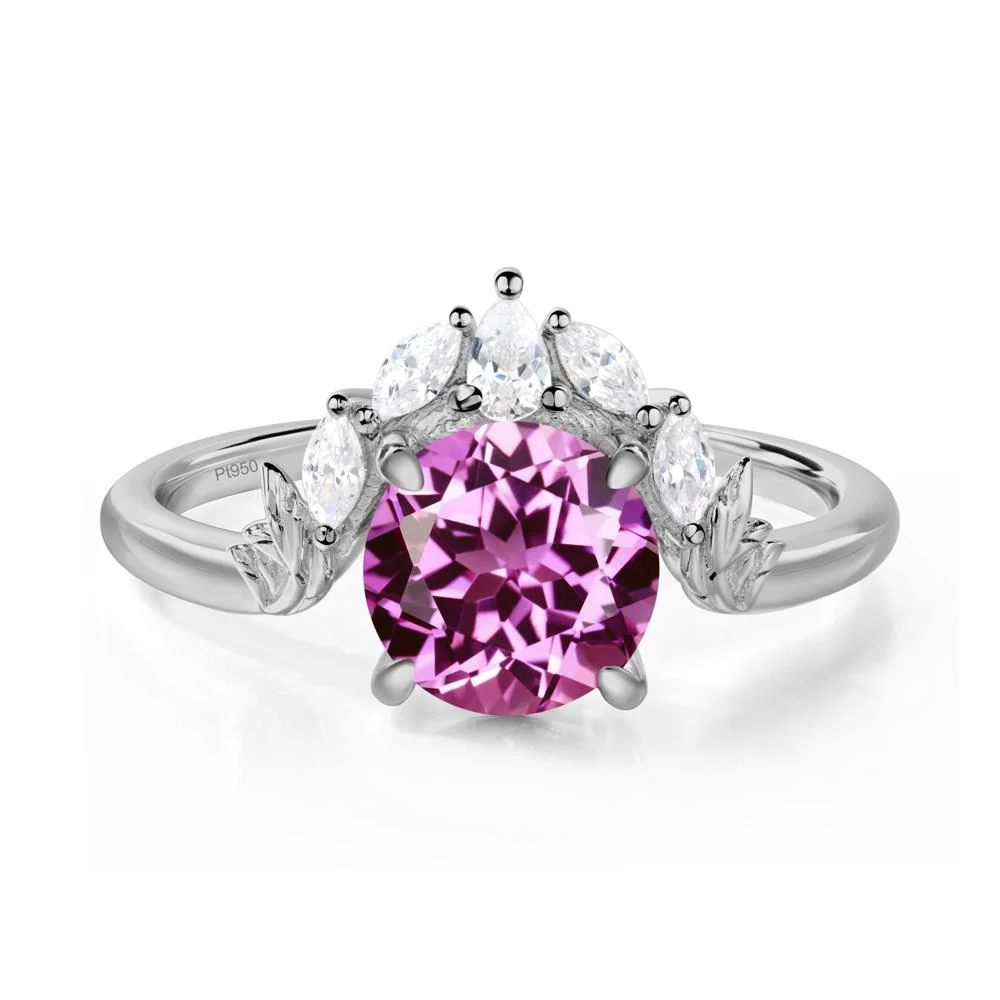 Pink Sapphire Ring with Marquise Side Stone - Image 9
