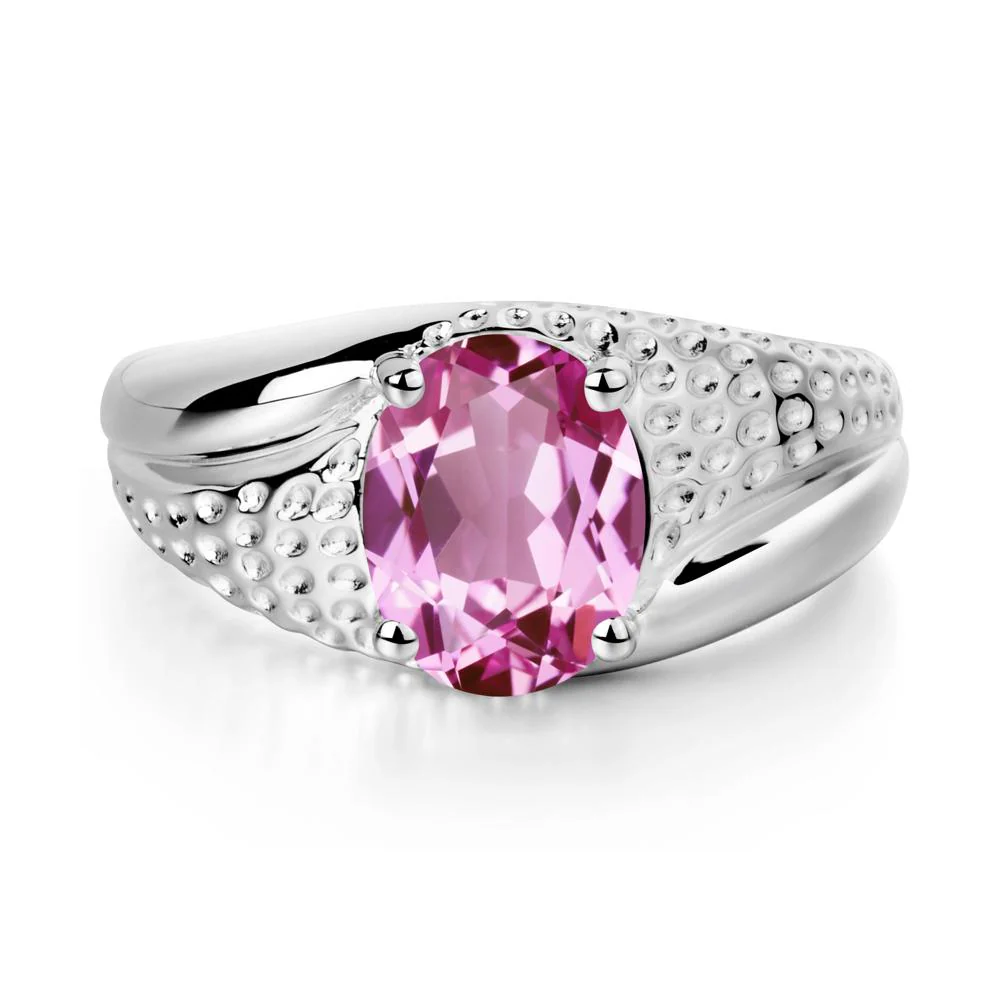 Pink Sapphire Solitaire Ring for Men - Image 2