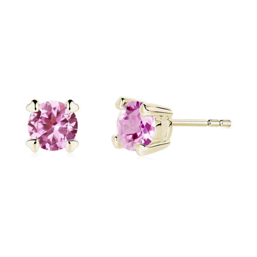 Pink Sapphire Stud Earrings with Heart Prongs - Image 6