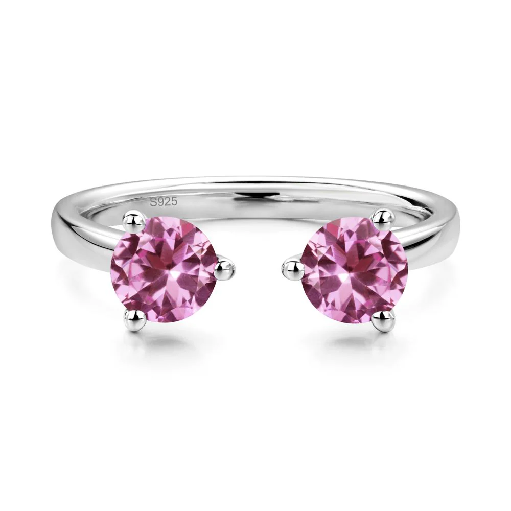 Pink Sapphire Two Stone Open Ring