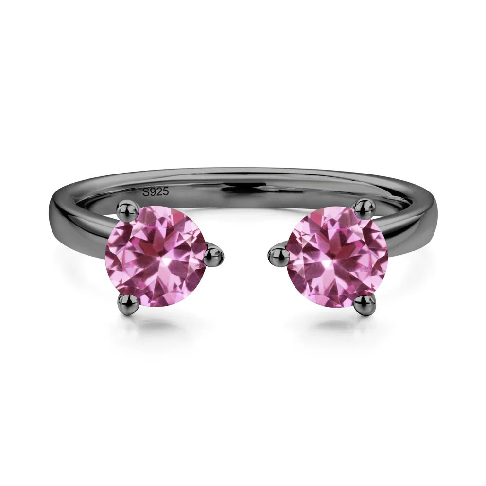 Pink Sapphire Two Stone Open Ring - Image 2