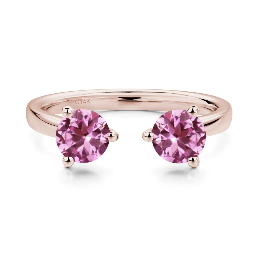 Pink Sapphire Two Stone Open Ring - Image 5