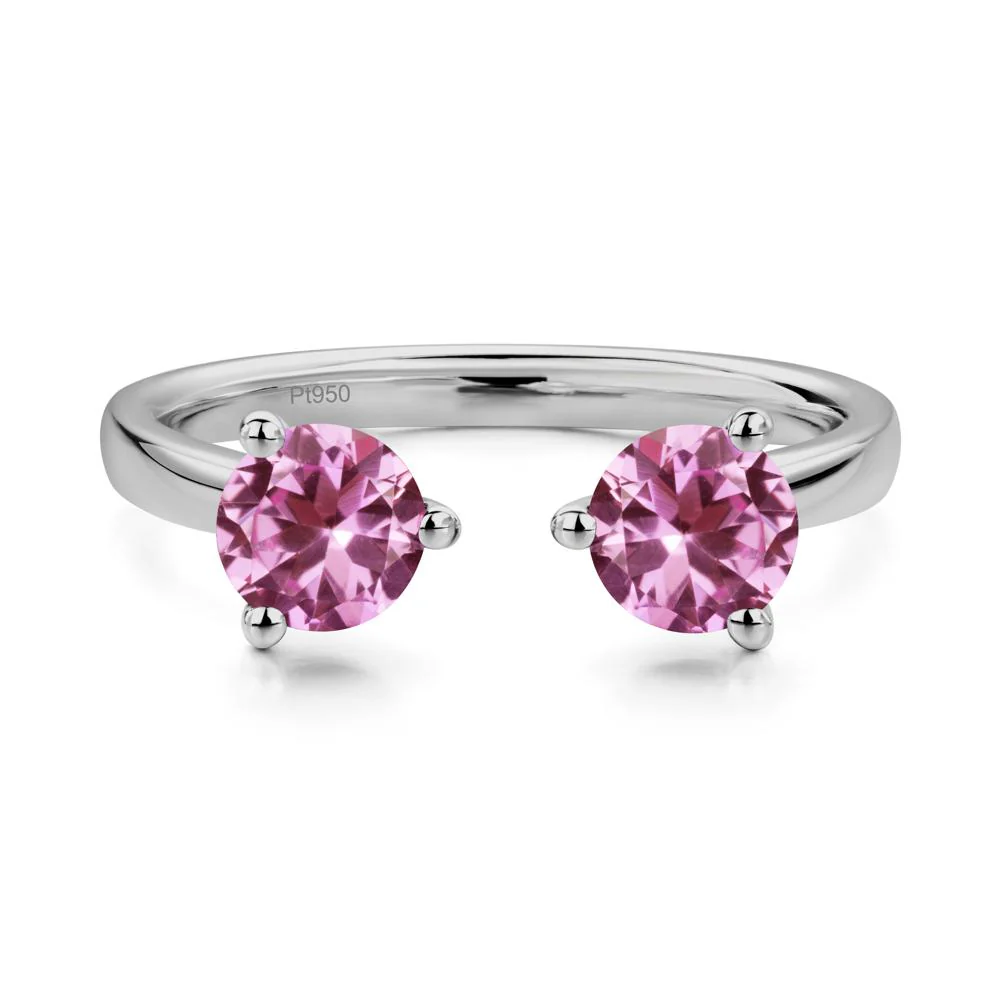 Pink Sapphire Two Stone Open Ring - Image 6