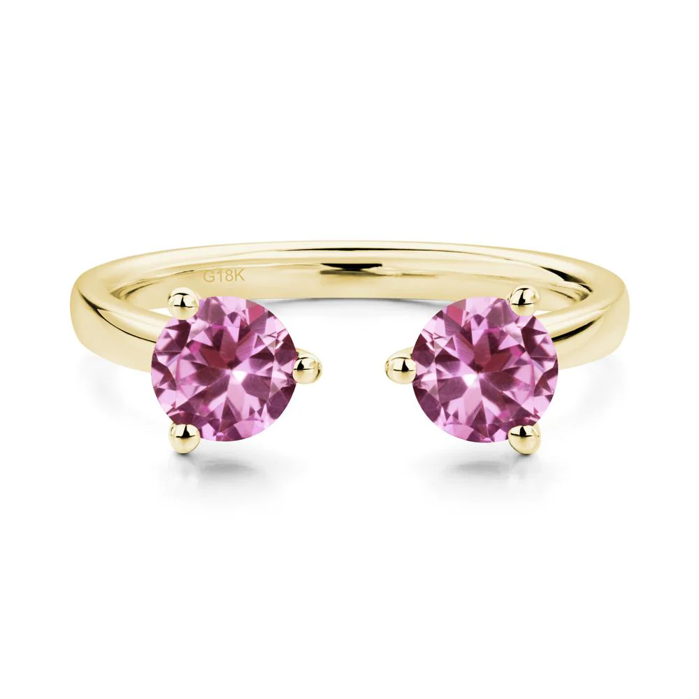 Pink Sapphire Two Stone Open Ring - Image 8
