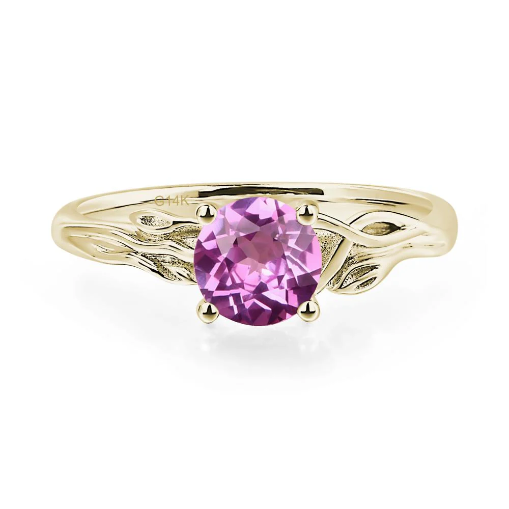 Petite Pink Sapphire Tender Leaf Ring - Image 4
