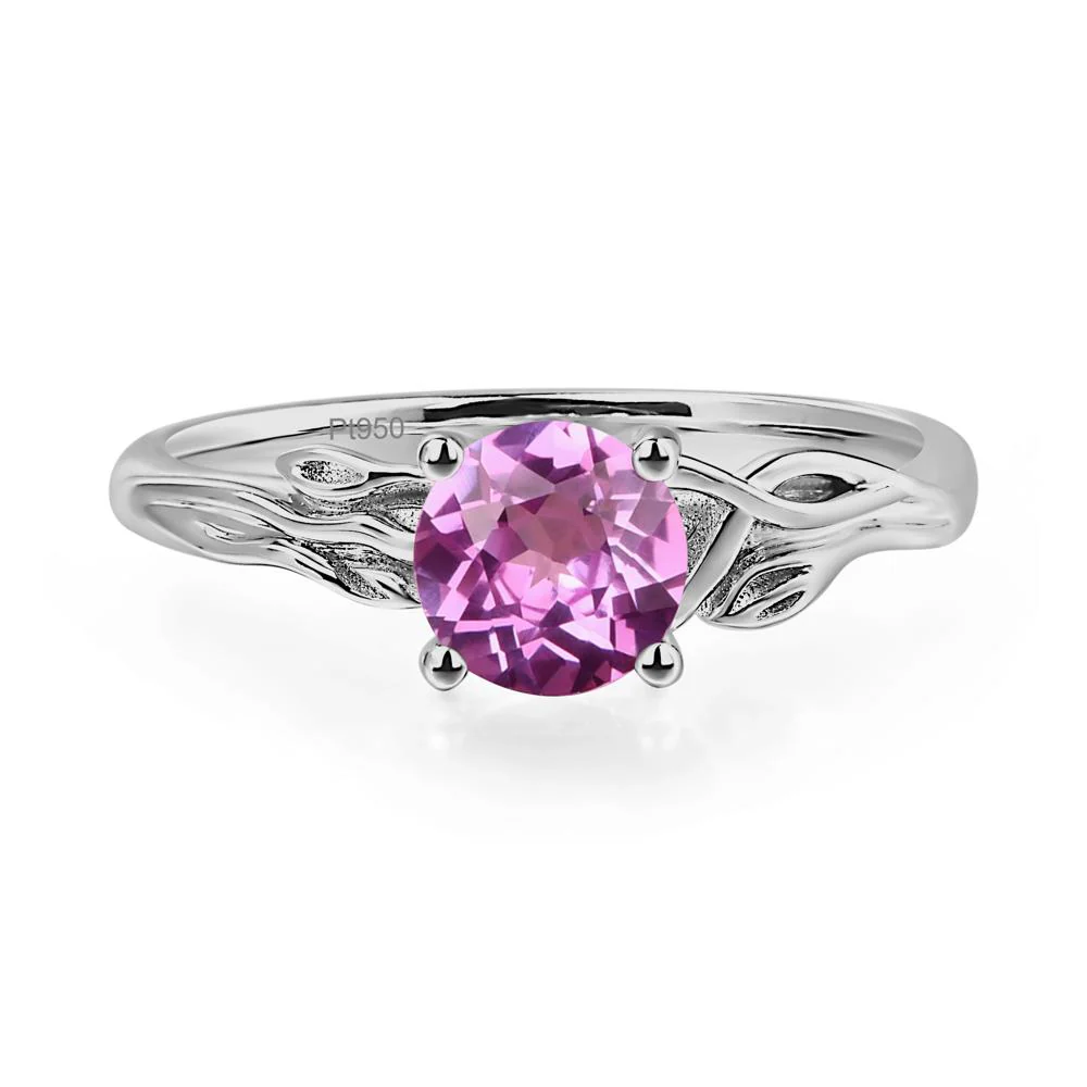 Petite Pink Sapphire Tender Leaf Ring - Image 6