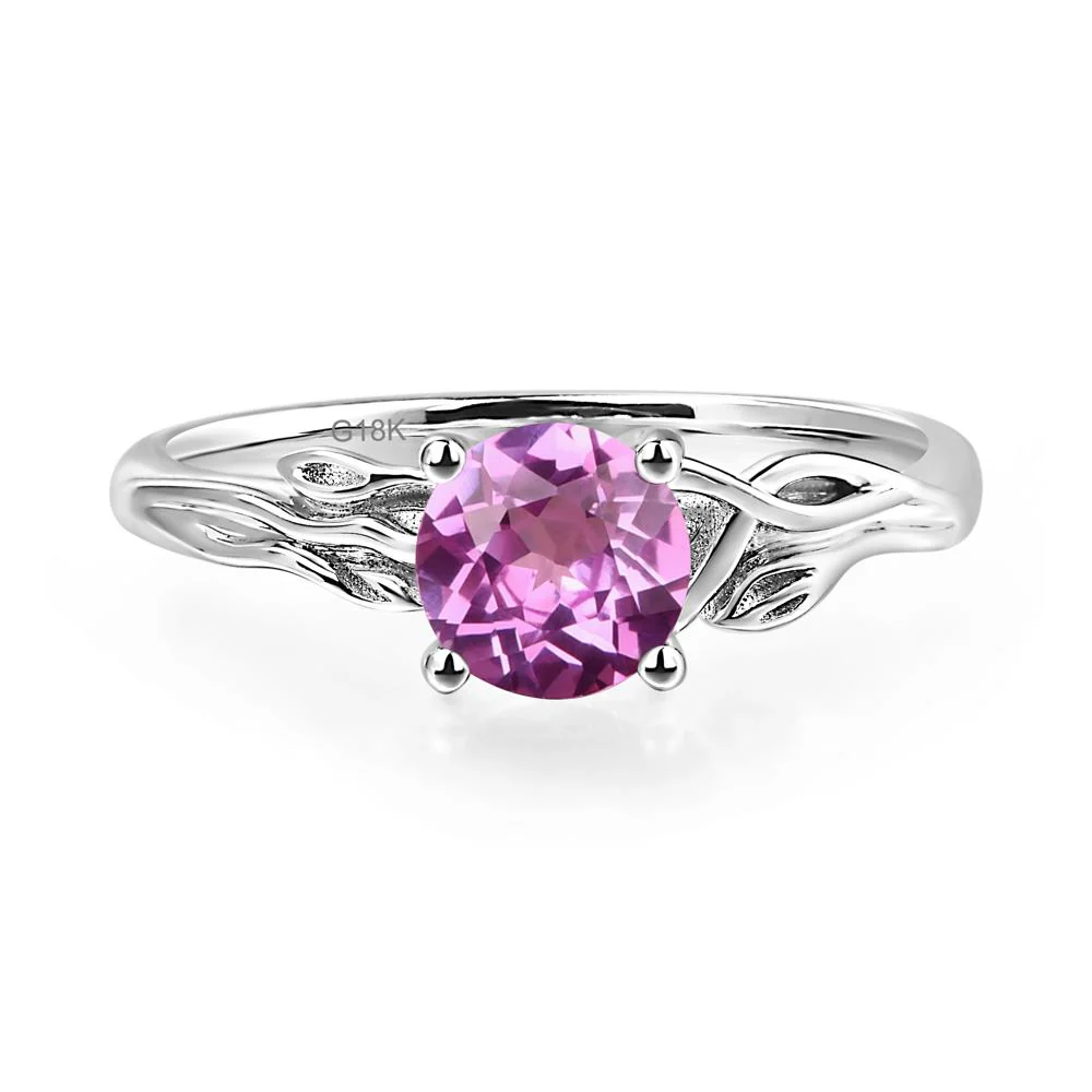 Petite Pink Sapphire Tender Leaf Ring - Image 7