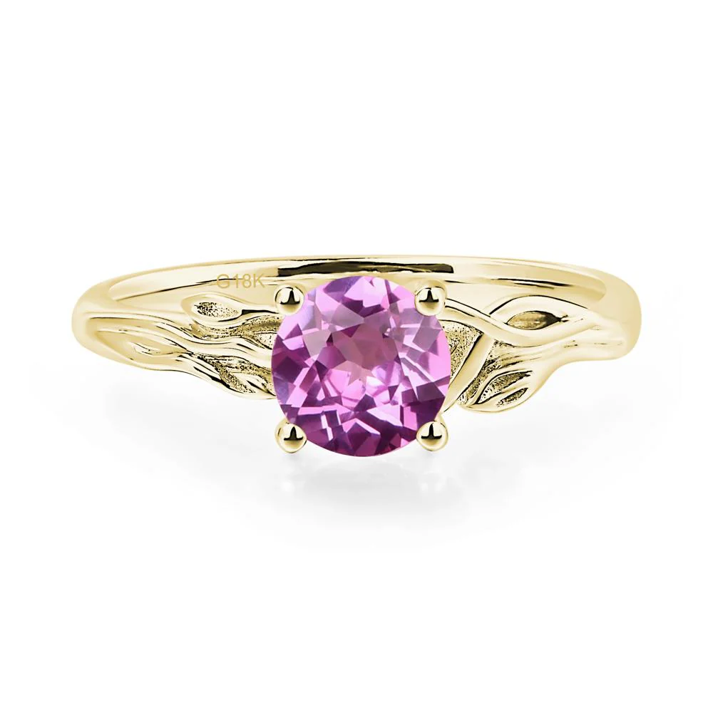 Petite Pink Sapphire Tender Leaf Ring - Image 8