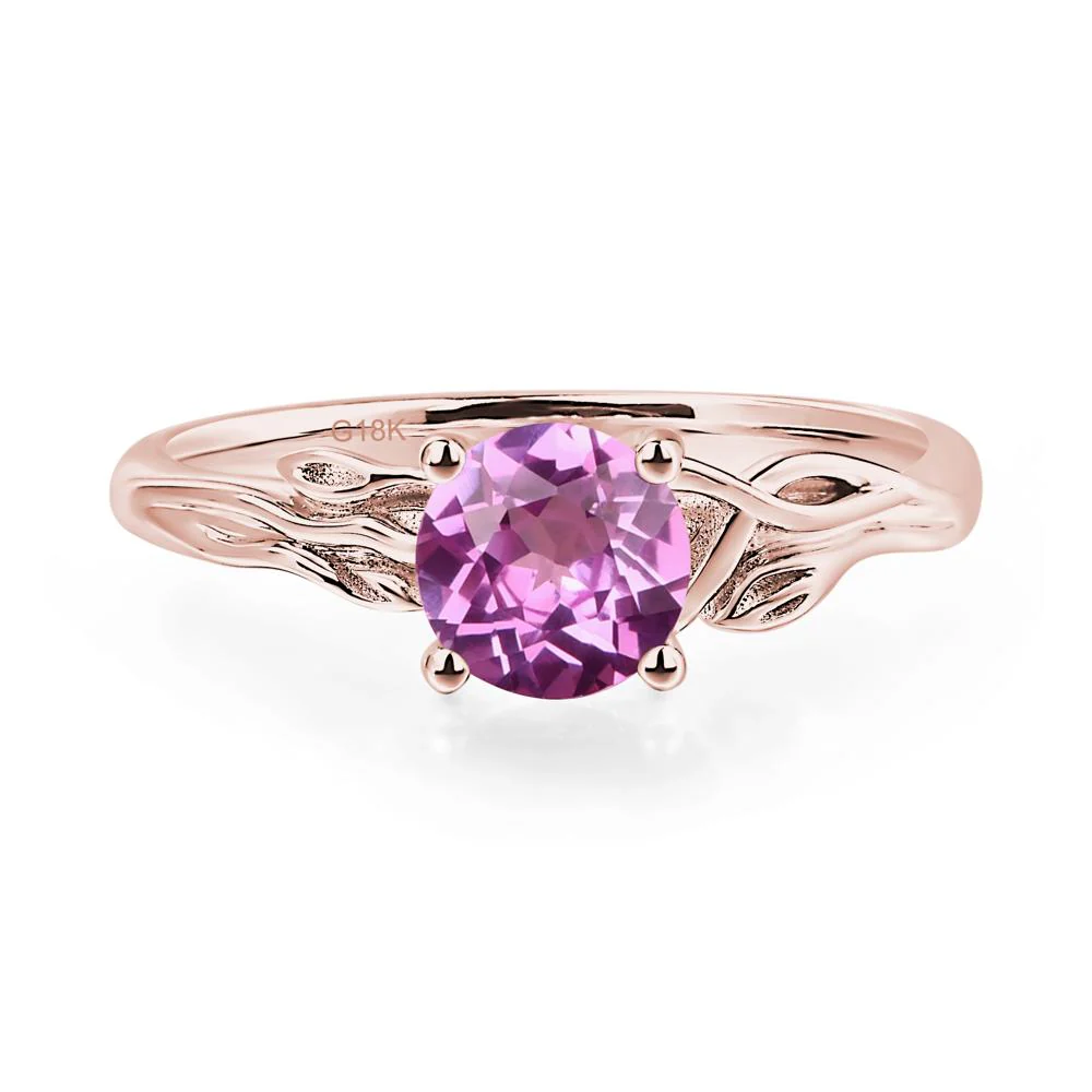 Petite Pink Sapphire Tender Leaf Ring - Image 9