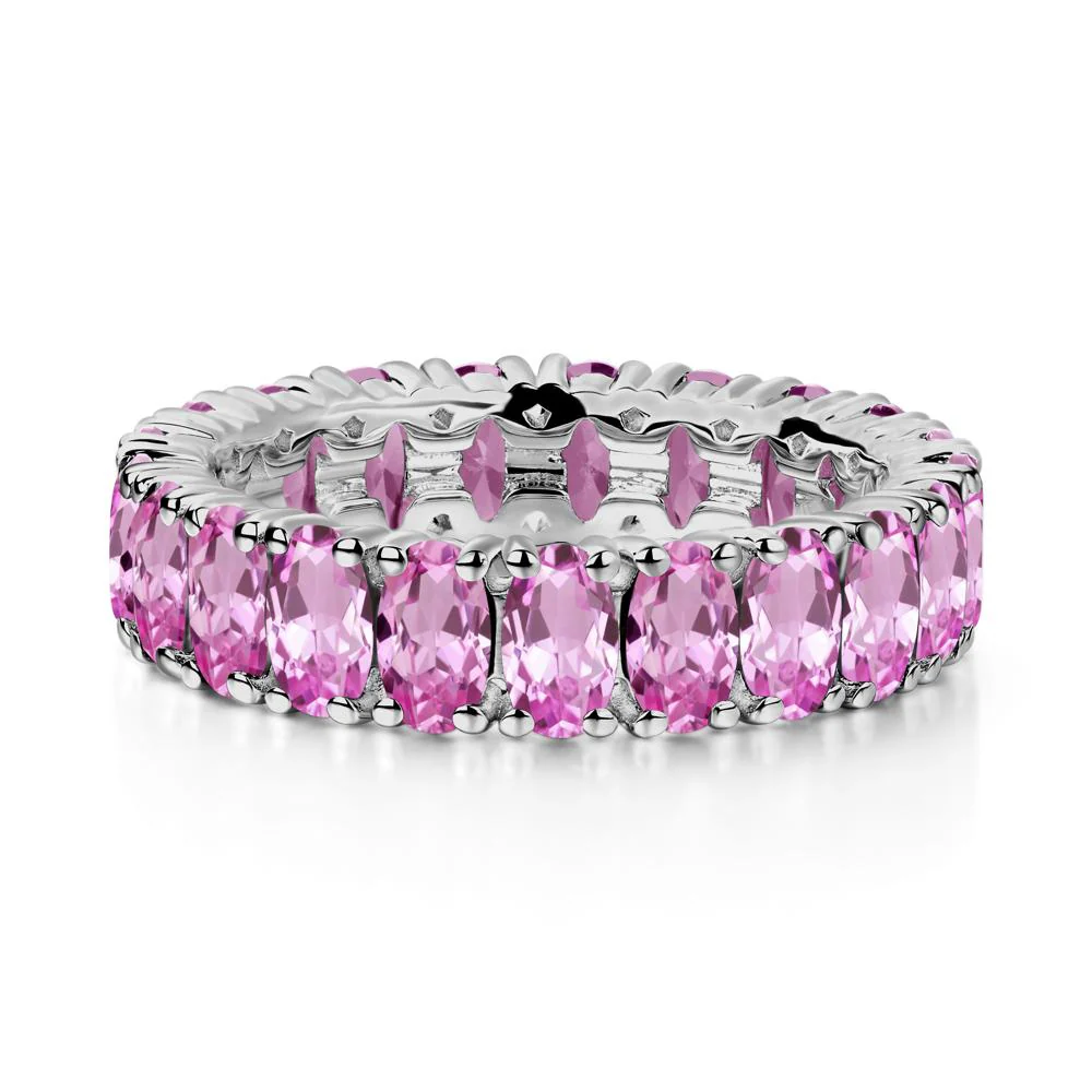 Pink Sapphire Wide Wedding Band Ring - Image 2