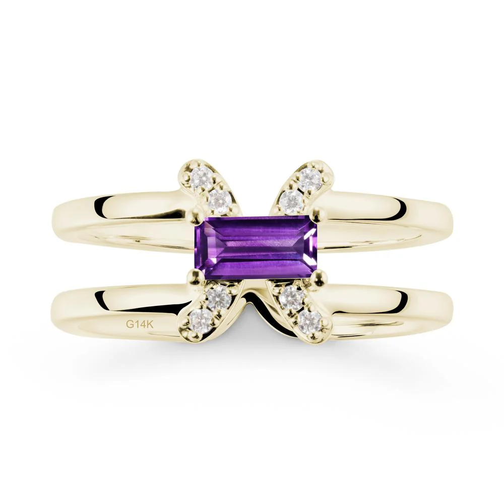 Pisces Zodiac Baguette Amethyst Ring - Image 4