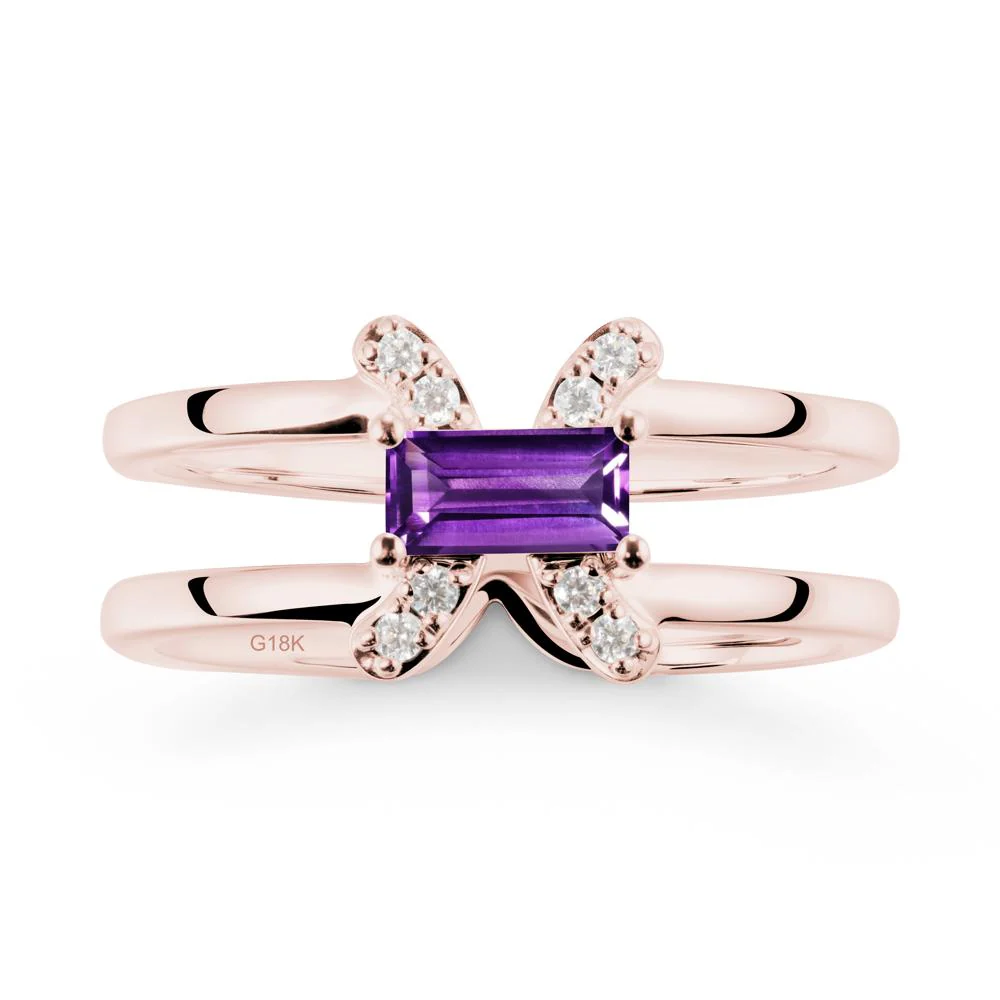 Pisces Zodiac Baguette Amethyst Ring - Image 5