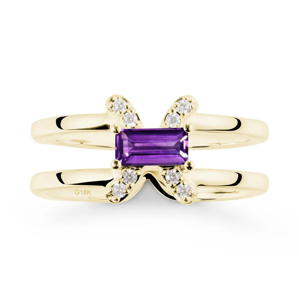 Pisces Zodiac Baguette Amethyst Ring - Image 7