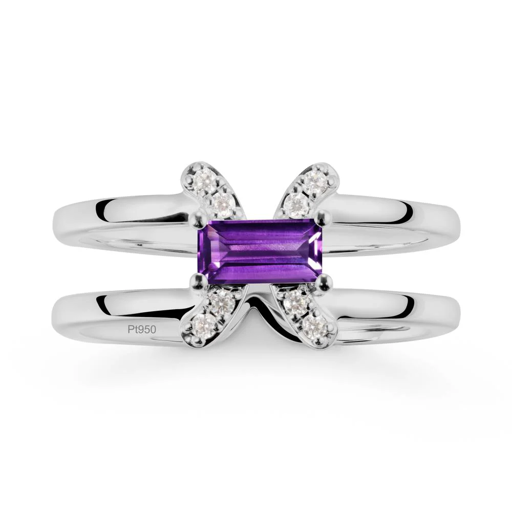 Pisces Zodiac Baguette Amethyst Ring - Image 8
