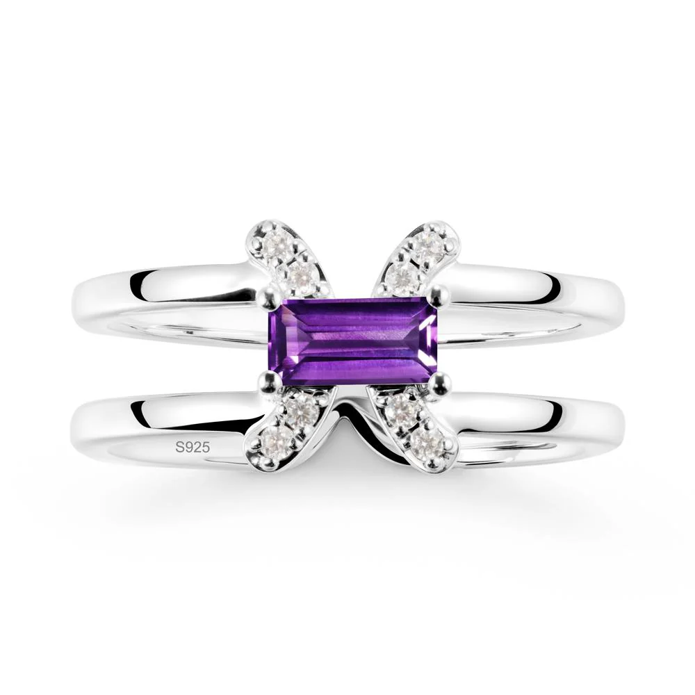 Pisces Zodiac Baguette Amethyst Ring - Image 9