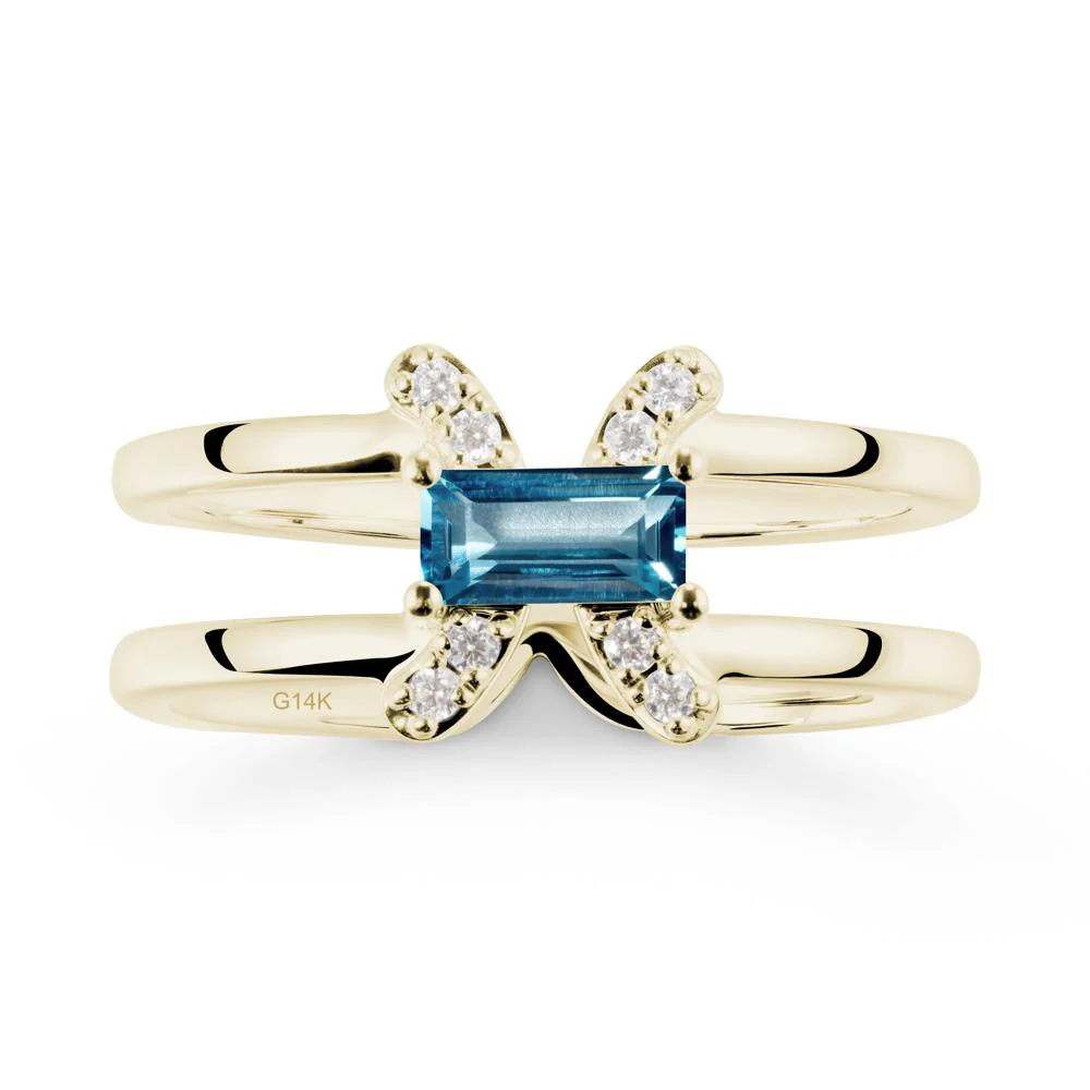 Pisces Zodiac Baguette London Blue Topaz Ring - Image 3