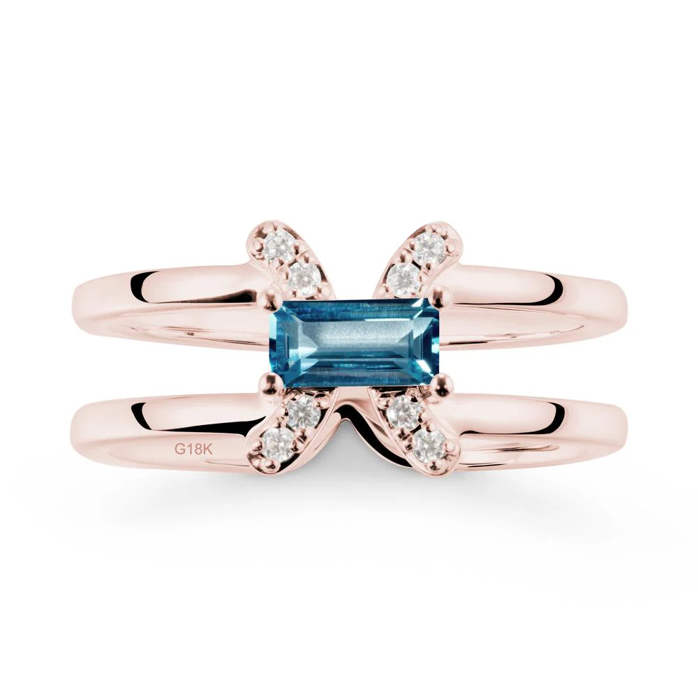 Pisces Zodiac Baguette London Blue Topaz Ring - Image 4