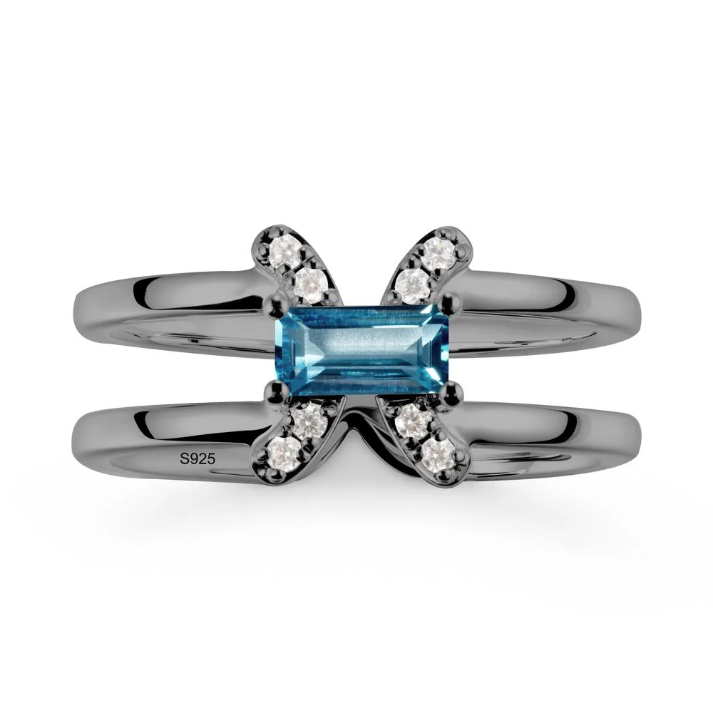 Pisces Zodiac Baguette London Blue Topaz Ring - Image 7