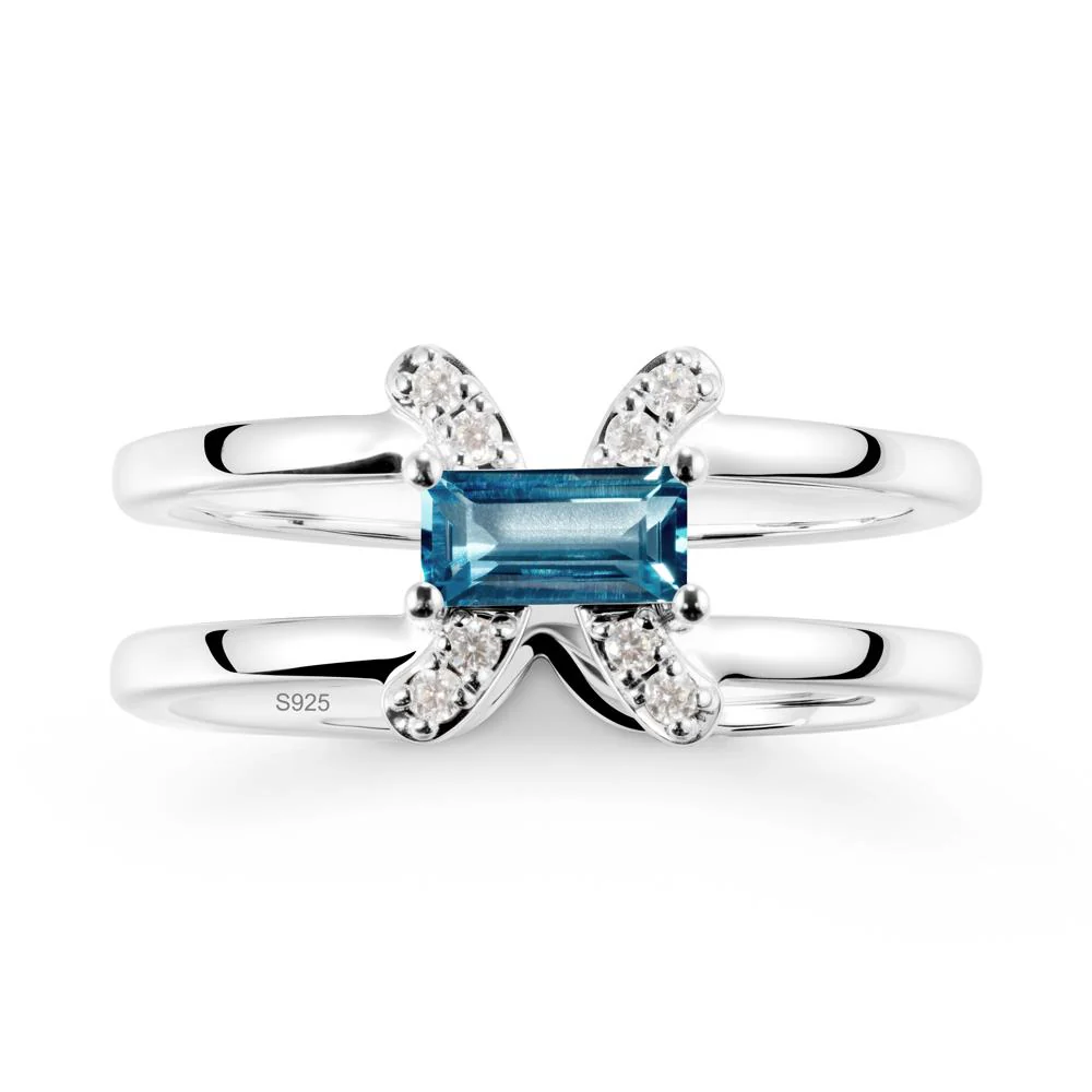 Pisces Zodiac Baguette London Blue Topaz Ring - Image 9