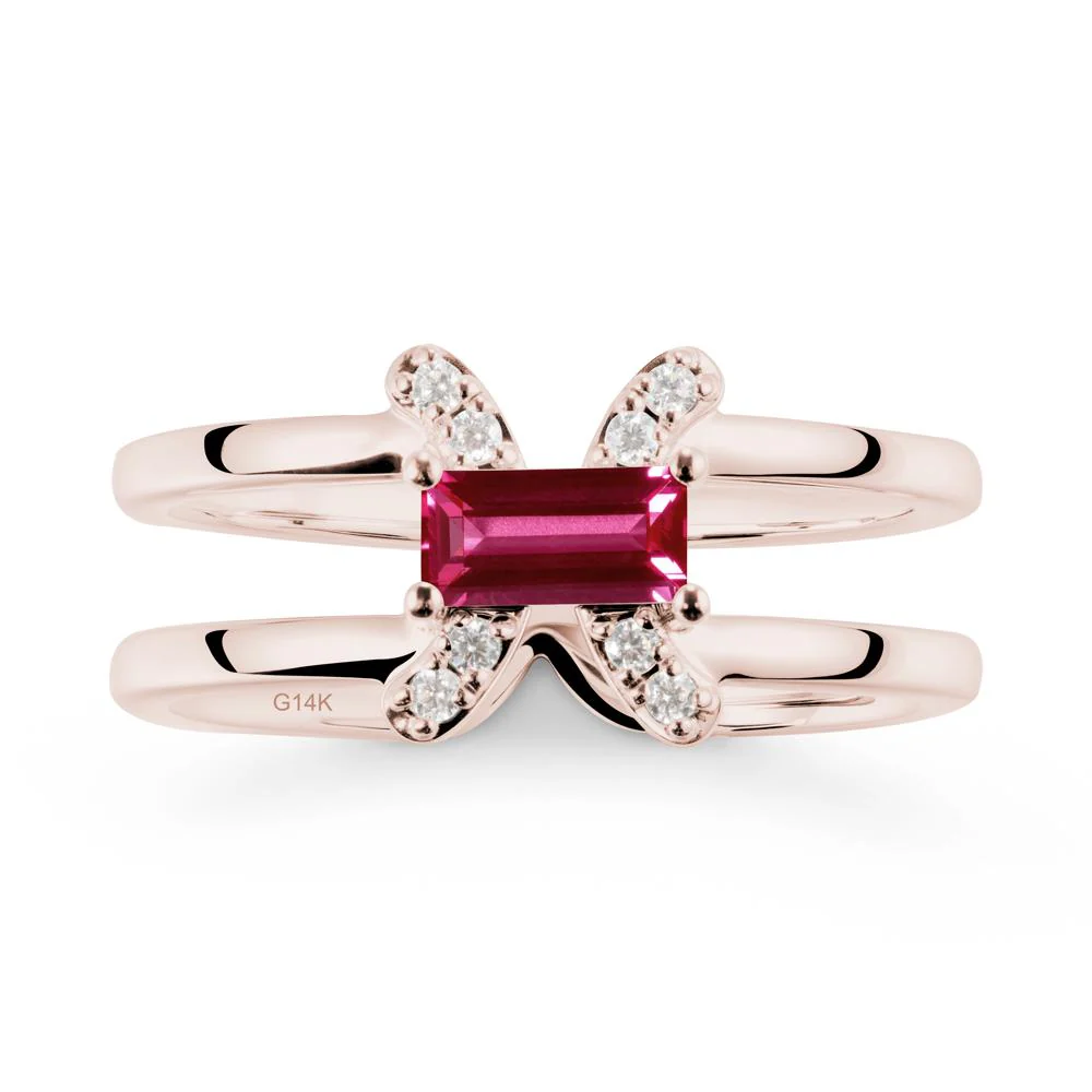 Pisces Zodiac Baguette Ruby Ring - Image 2