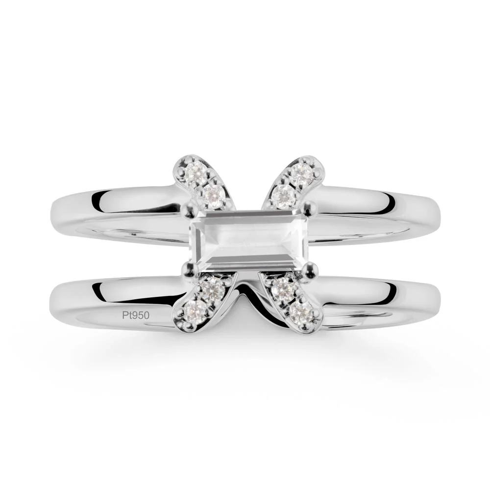 Pisces Zodiac Baguette White Topaz Ring