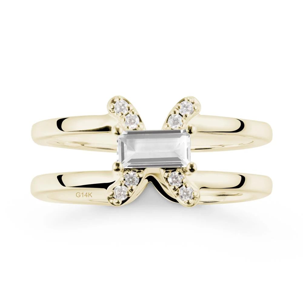 Pisces Zodiac Baguette White Topaz Ring - Image 4