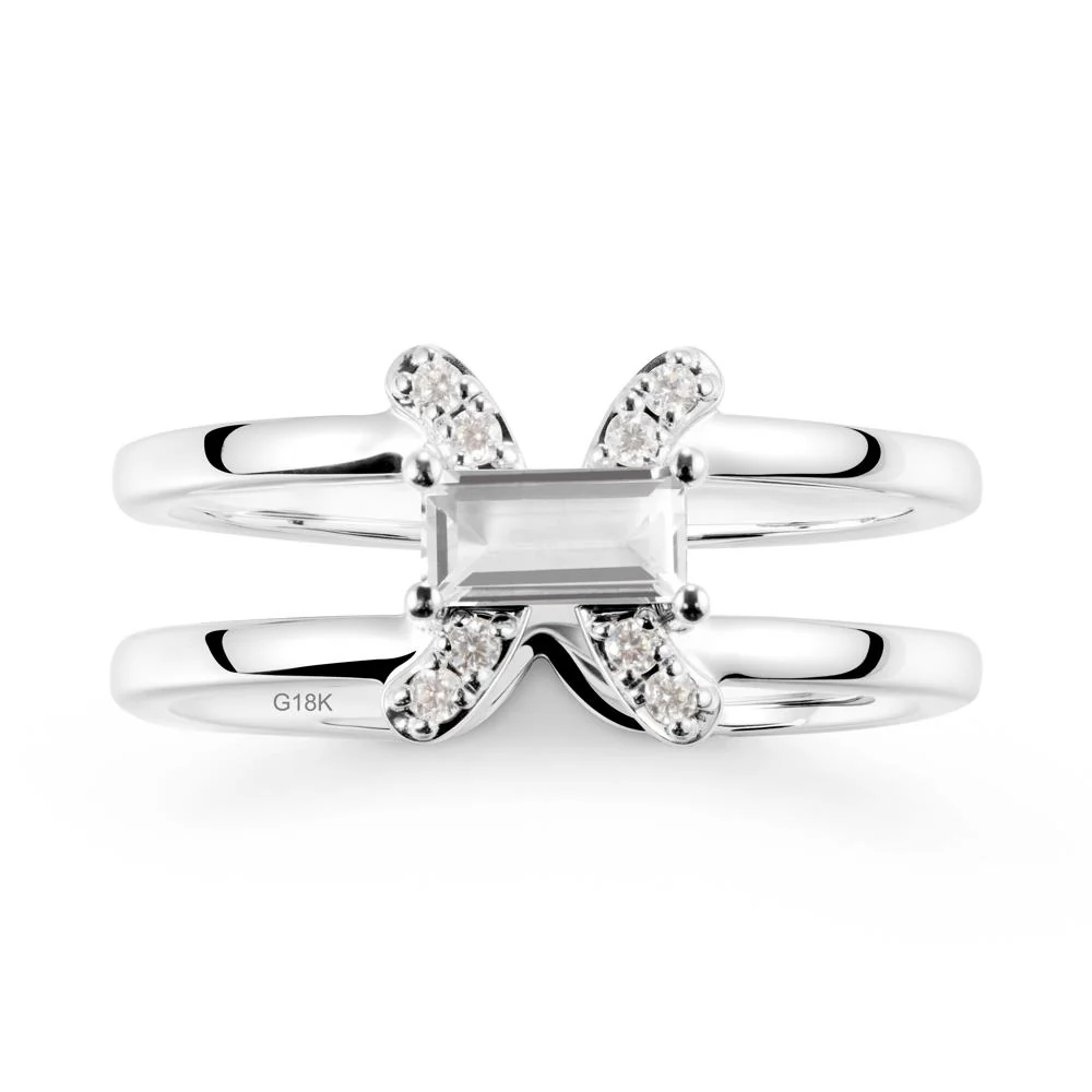 Pisces Zodiac Baguette White Topaz Ring - Image 6