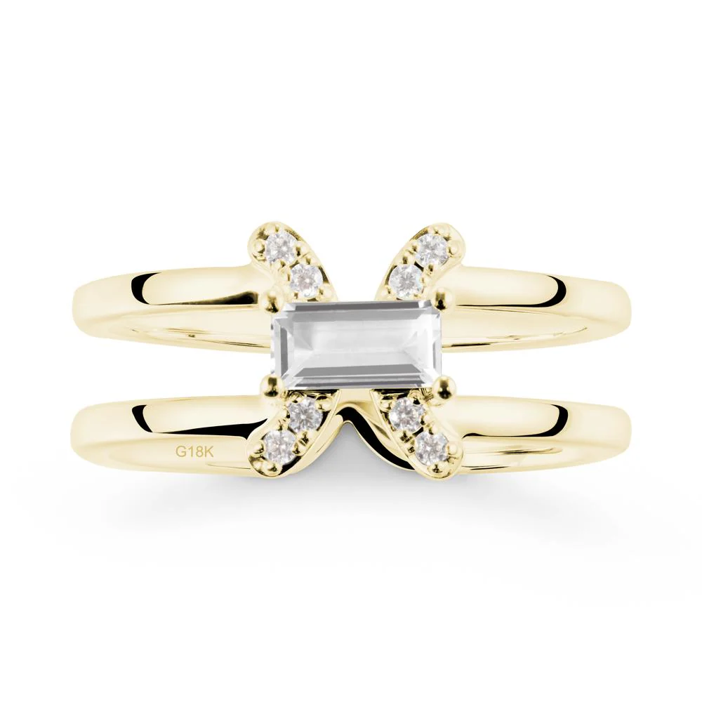 Pisces Zodiac Baguette White Topaz Ring - Image 7
