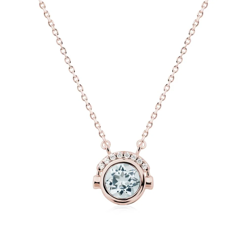 Playful Headphones Inspired Aquamarine Necklace