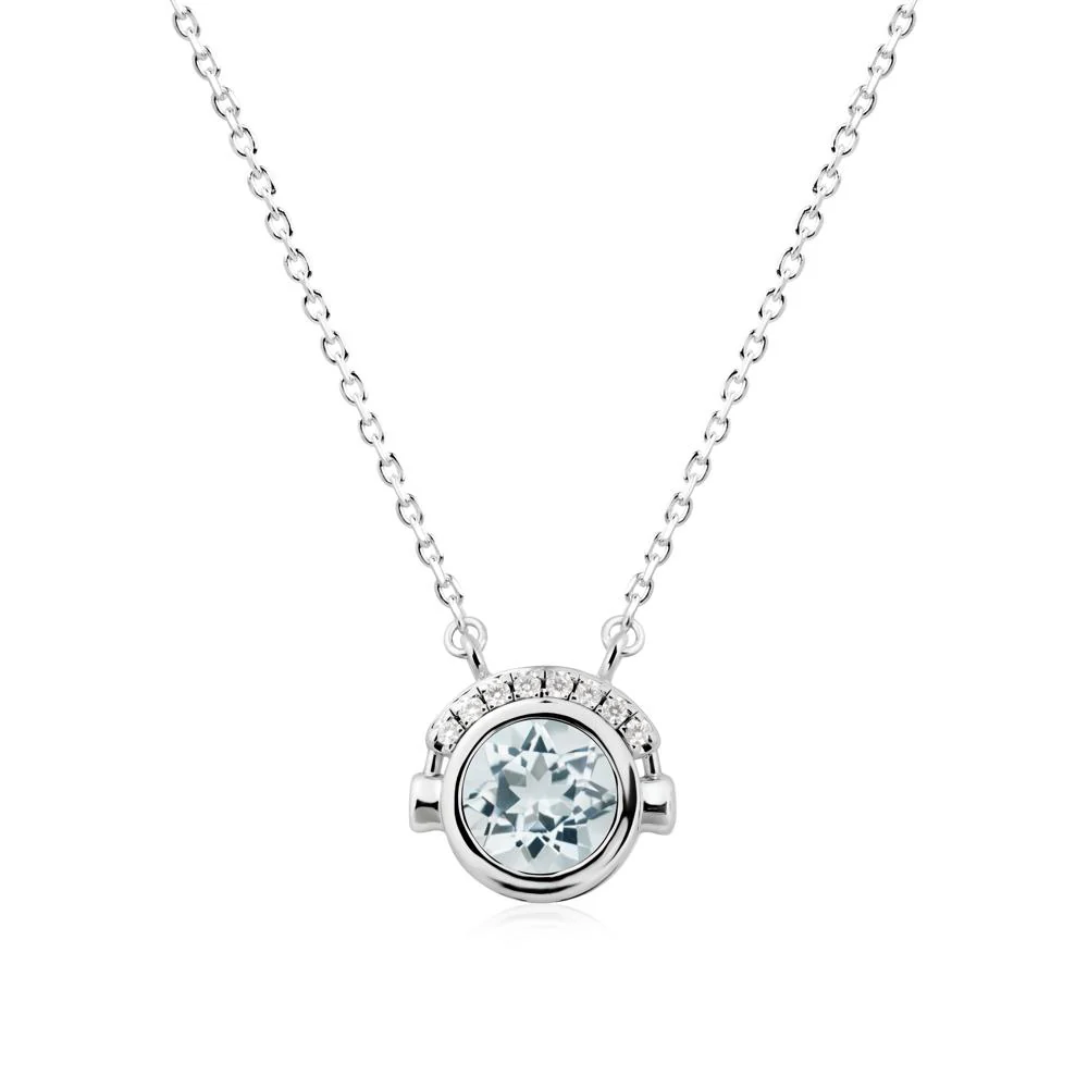 Playful Headphones Inspired Aquamarine Necklace - Image 2
