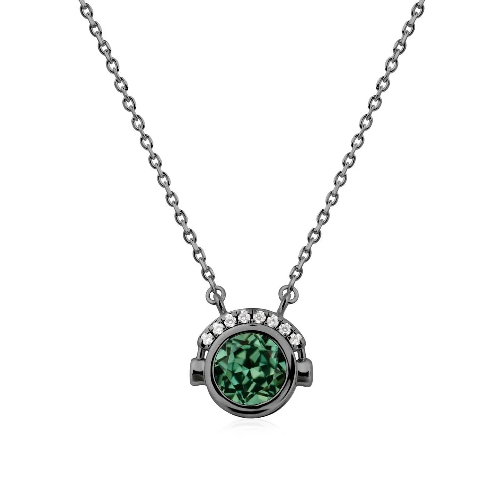 Playful Headphones Inspired Green Sapphire Necklace