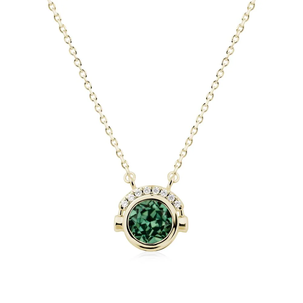 Playful Headphones Inspired Green Sapphire Necklace - Image 4
