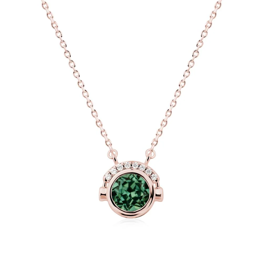 Playful Headphones Inspired Green Sapphire Necklace - Image 5