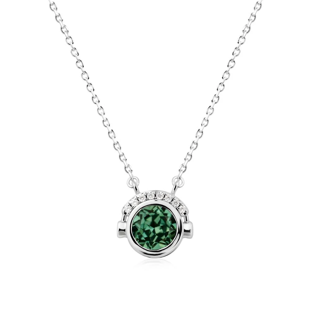 Playful Headphones Inspired Green Sapphire Necklace - Image 6