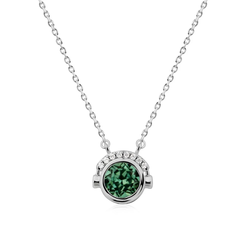 Playful Headphones Inspired Green Sapphire Necklace - Image 8