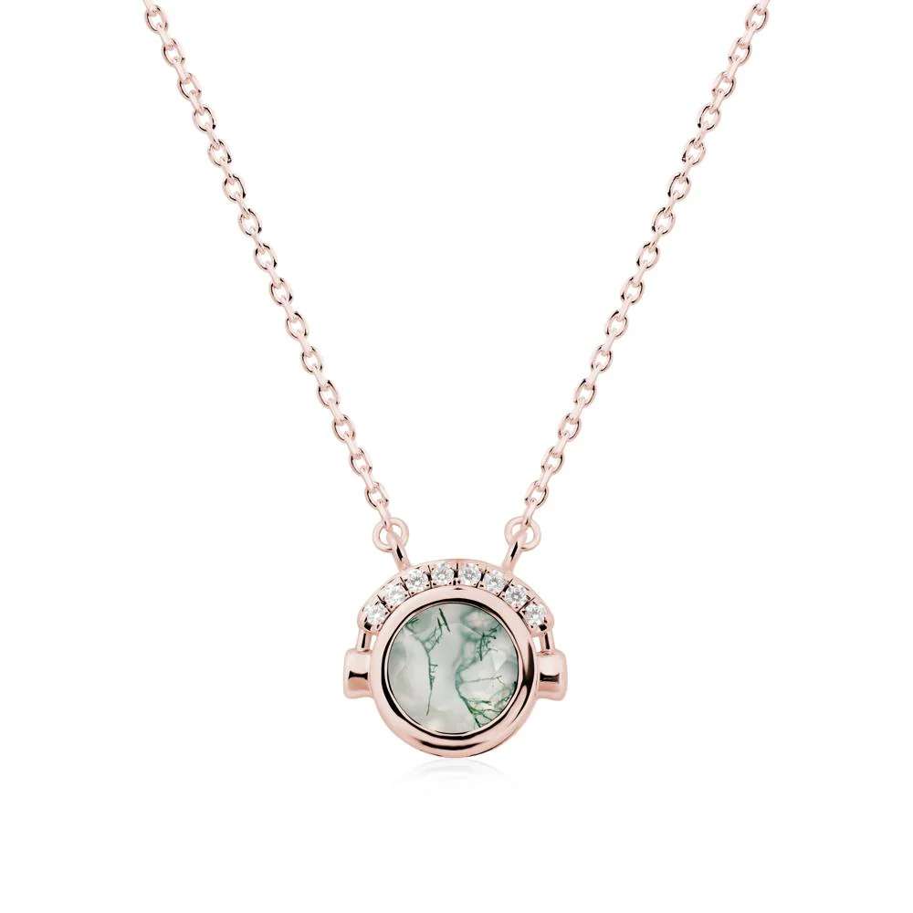 Playful Headphones Inspired Moss Agate Necklace - Image 4