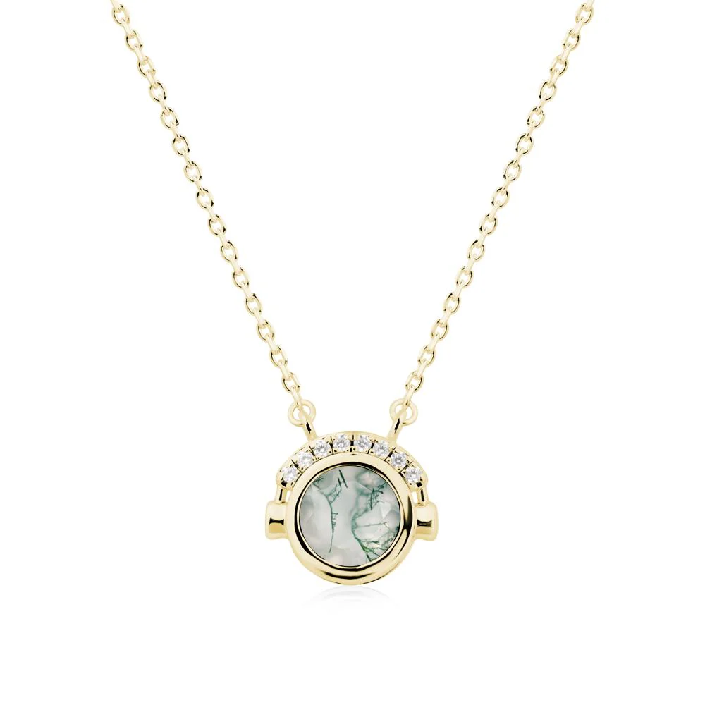 Playful Headphones Inspired Moss Agate Necklace - Image 6