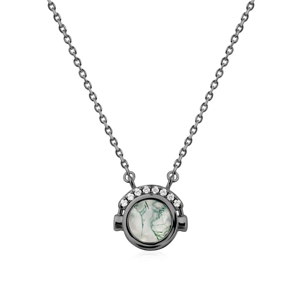 Playful Headphones Inspired Moss Agate Necklace - Image 7