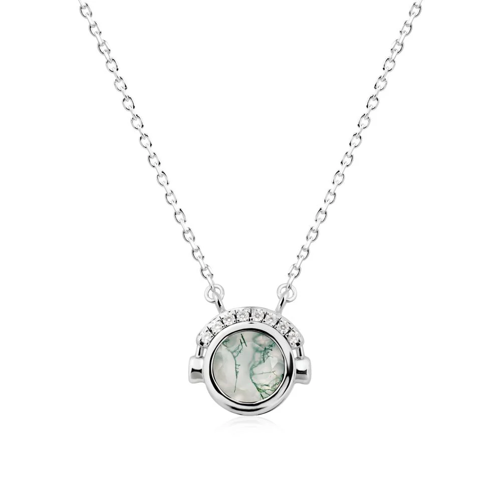 Playful Headphones Inspired Moss Agate Necklace - Image 9