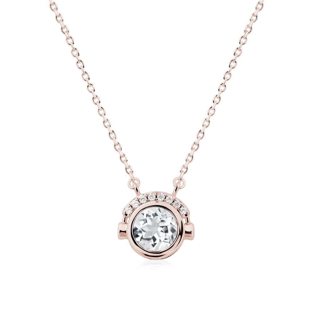 Playful Headphones Inspired White Topaz Necklace
