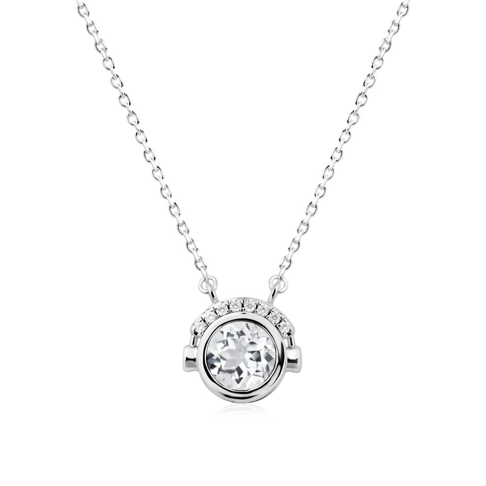 Playful Headphones Inspired White Topaz Necklace - Image 2