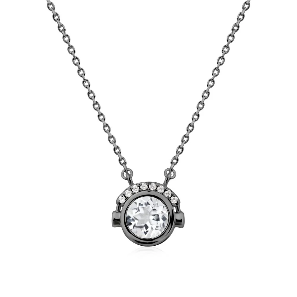 Playful Headphones Inspired White Topaz Necklace - Image 7