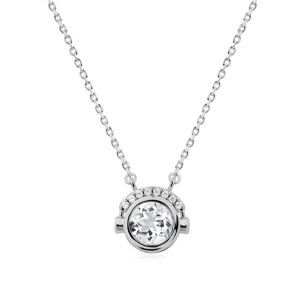 Playful Headphones Inspired White Topaz Necklace - Image 8