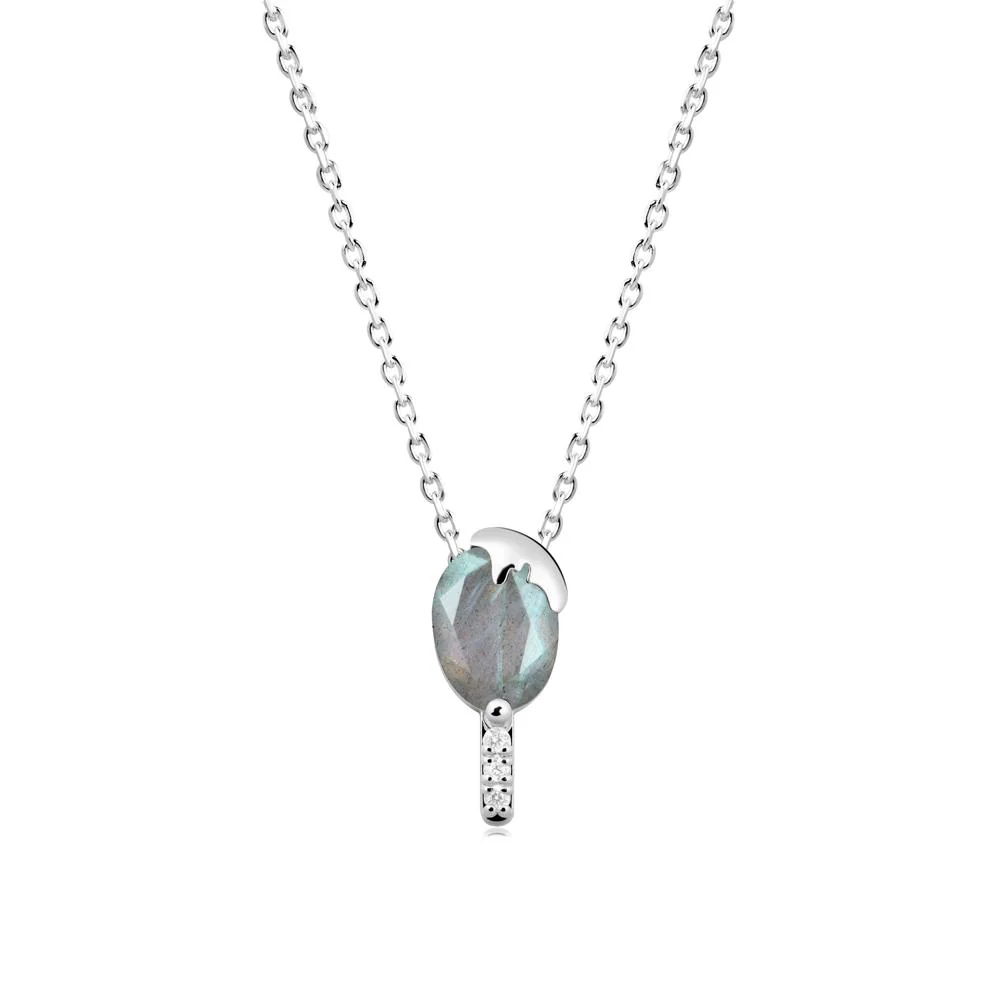 Popsicle Inspired Oval Labradorite Pendant