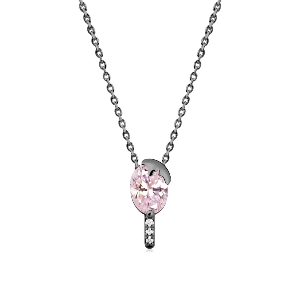 Popsicle Inspired Oval Pink Cubic Zirconia Pendant - Image 5