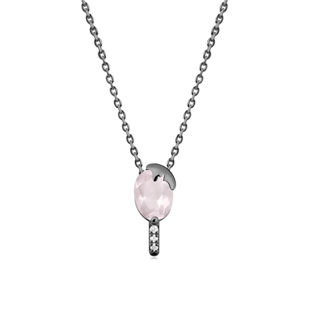 Popsicle Inspired Oval Rose Quartz Pendant - Image 3